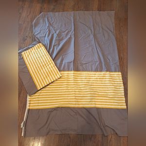 Land of nod gray, white, and yellow curtains